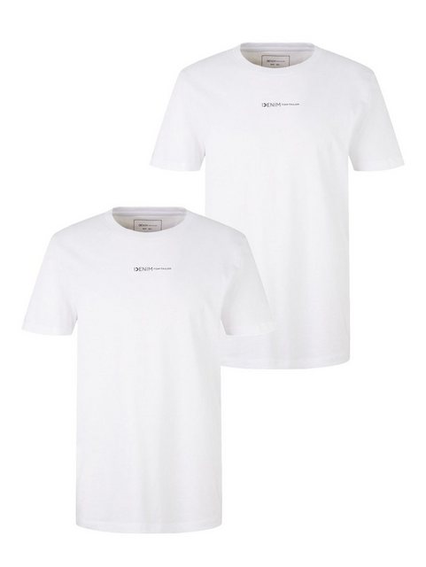 TOM TAILOR T-Shirt Basic Logo Print T-Shirt Rundhals 2x Stück Set Kurzarm ( günstig online kaufen