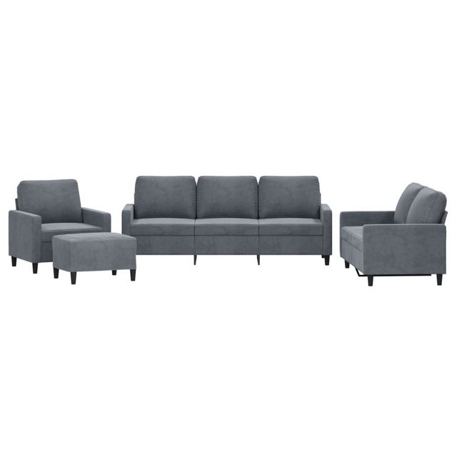 vidaXL Sofa, 4-tlg. Sofagarnitur mit Kissen Dunkelgrau Samt günstig online kaufen