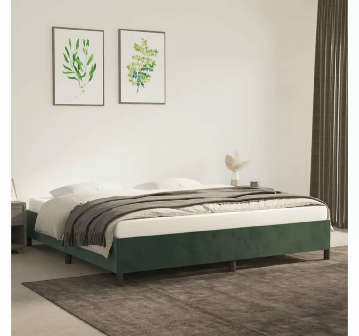 furnicato Bett Bettgestell Dunkelgrün 200x200 cm Samt günstig online kaufen