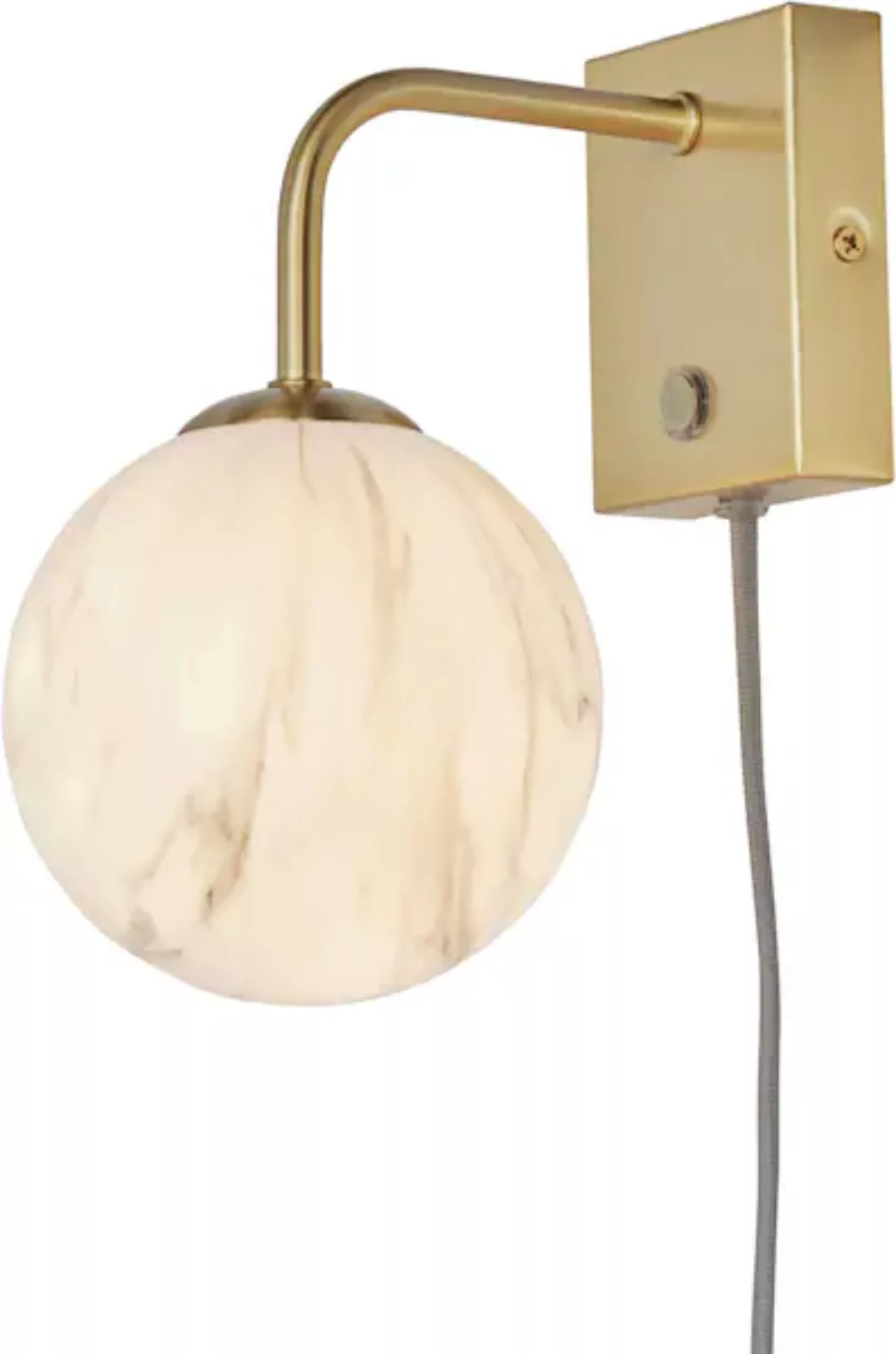 Wandleuchte mit Stromkabel Carrara metall weiß gold / Glas in Marmoroptik - günstig online kaufen