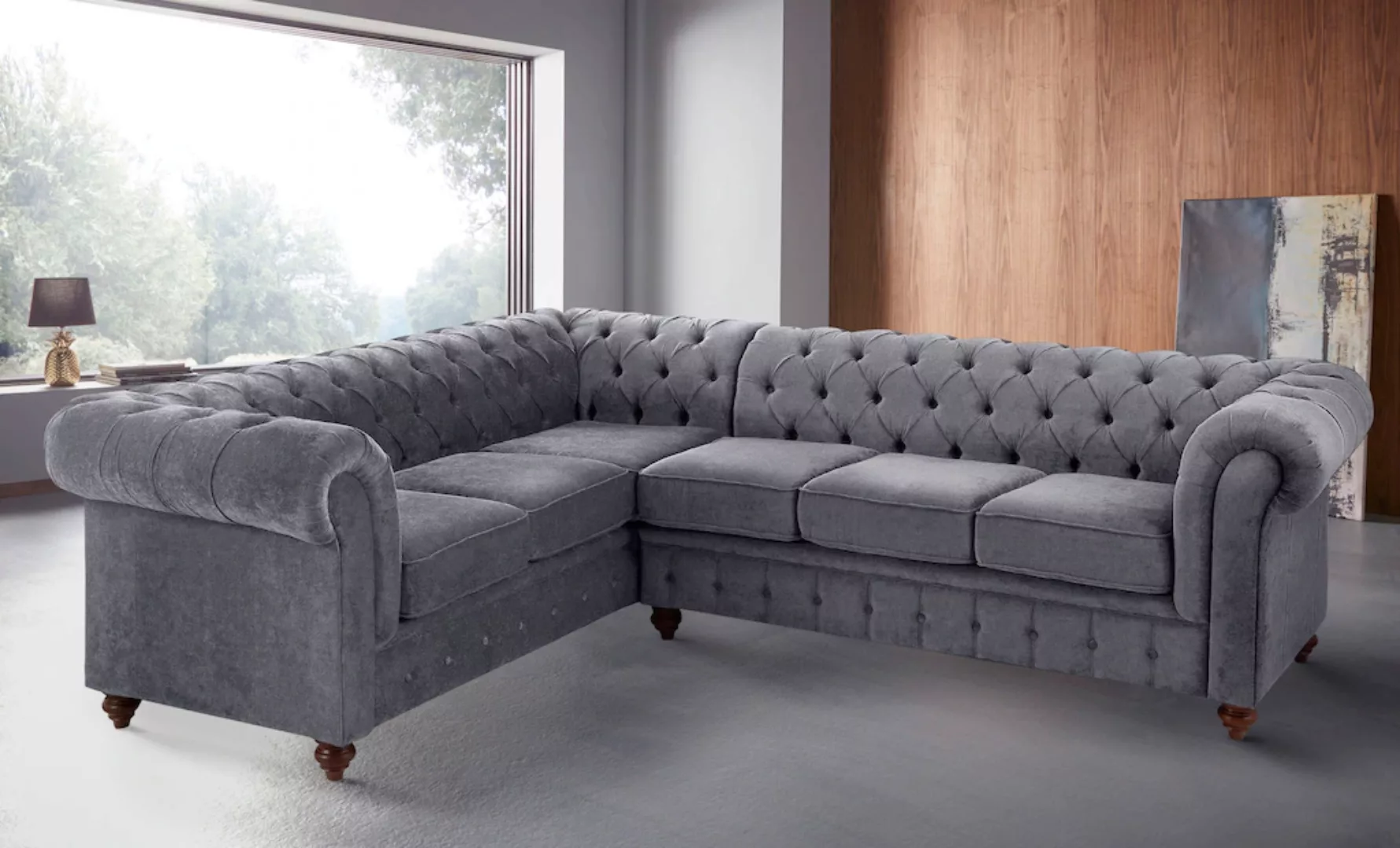 Home affaire Chesterfield-Sofa "Chesterfield Ecksofa, auch in Leder L-Form" günstig online kaufen