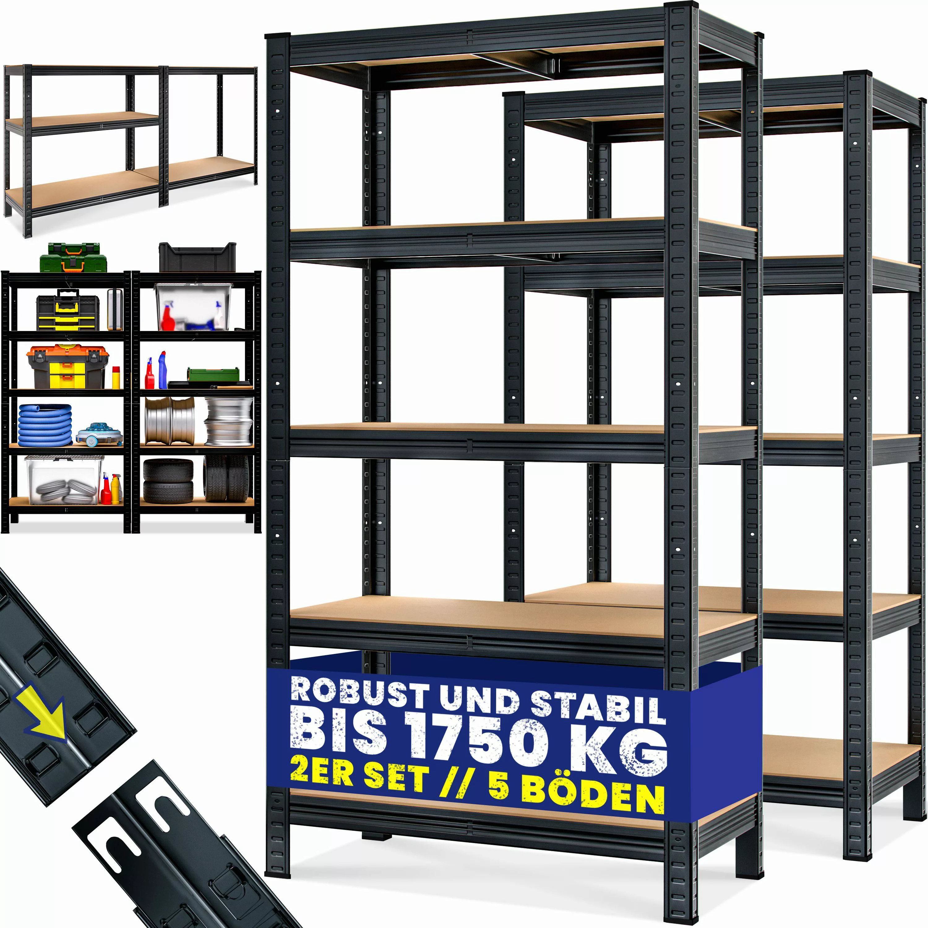 monzana Schwerlastregal, 2x 180x90x40cm Befestigungsmaterial 1750kg günstig online kaufen