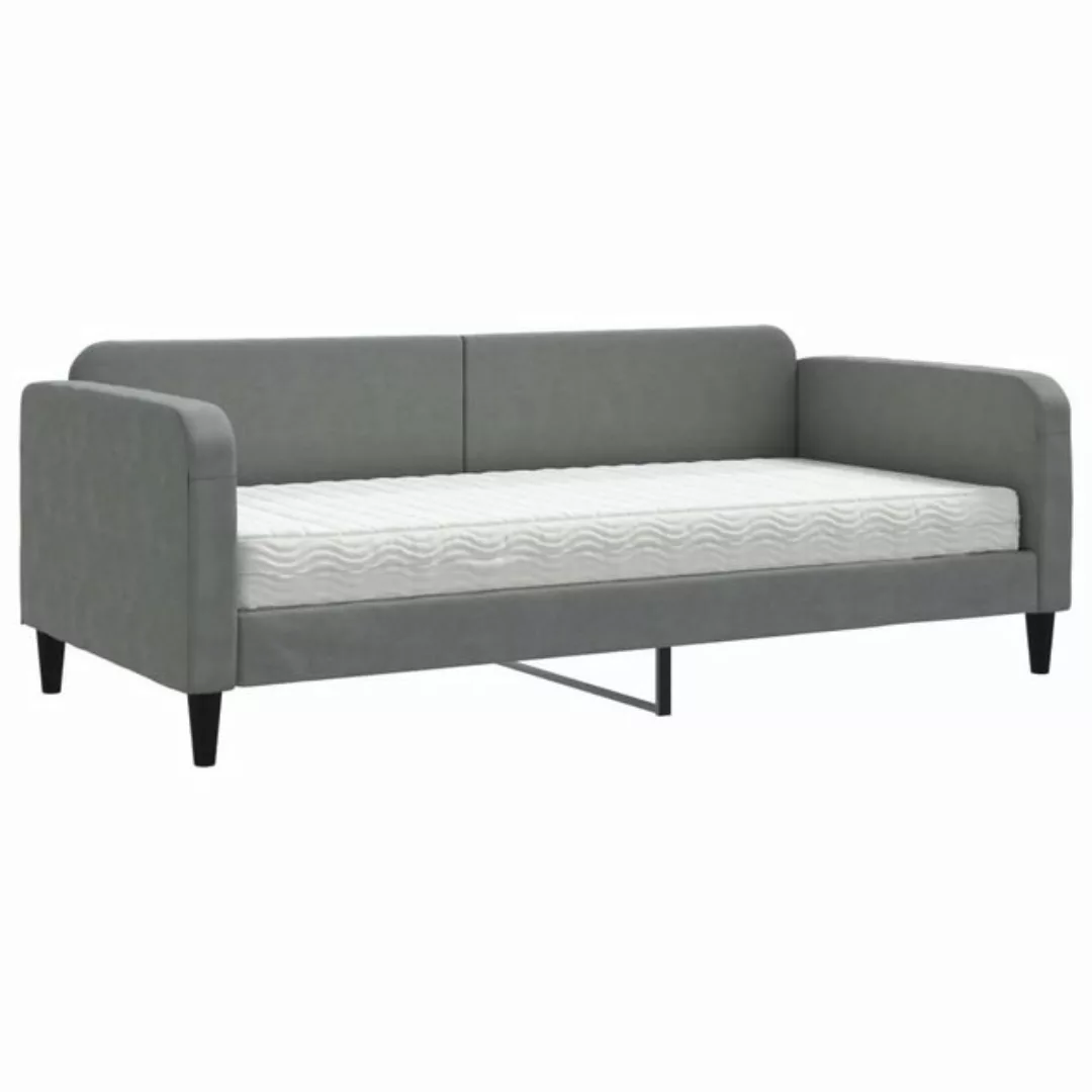 vidaXL Bett, Tagesbett mit Matratze Dunkelgrau 90x200 cm Stoff günstig online kaufen