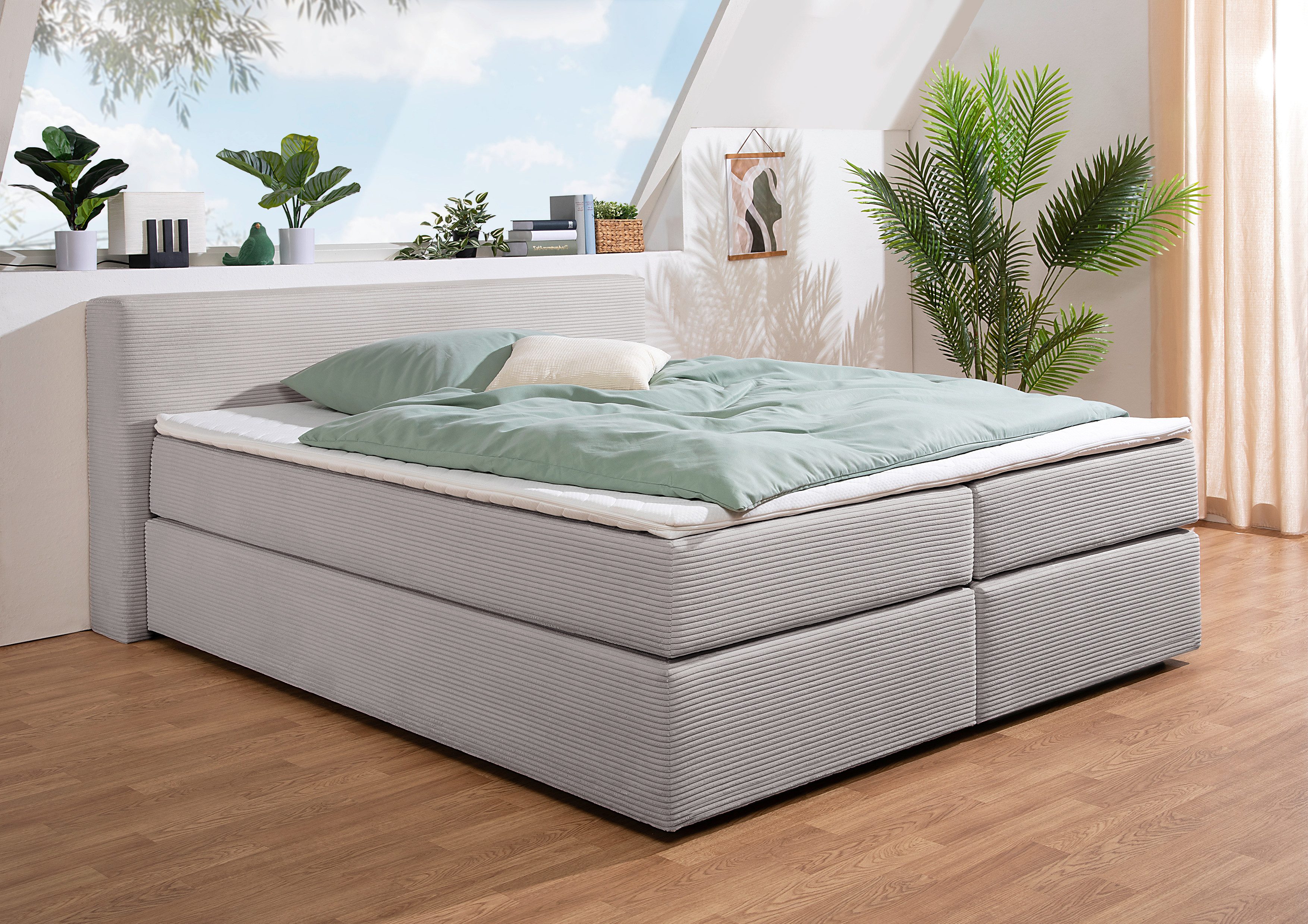 andas Boxspringbett "Åby", In Cord Bezug, wahlweise mit und ohne Matrazte e günstig online kaufen