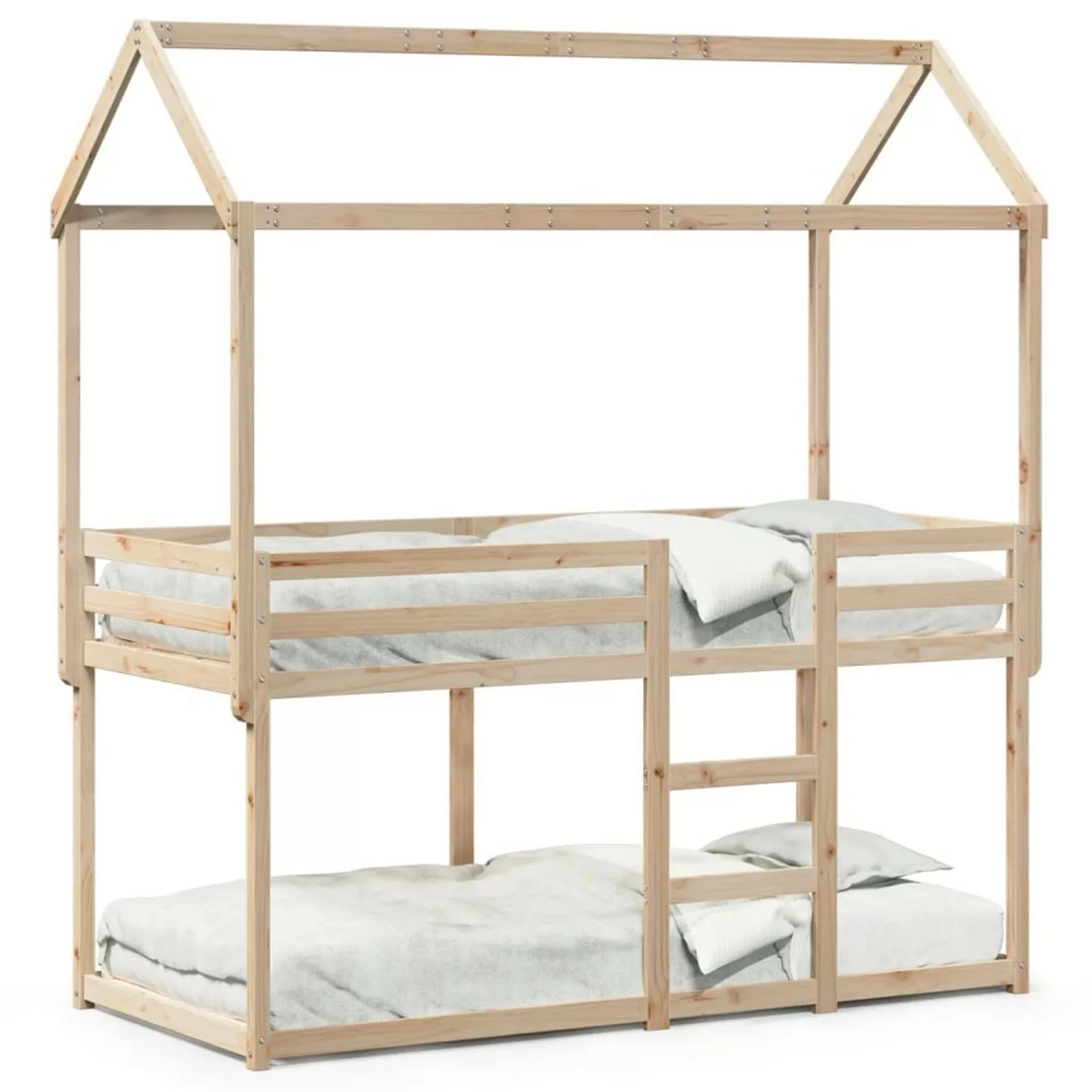 vidaXL Bett, Etagenbett mit Dach 75x190 cm Massivholz Kiefer günstig online kaufen