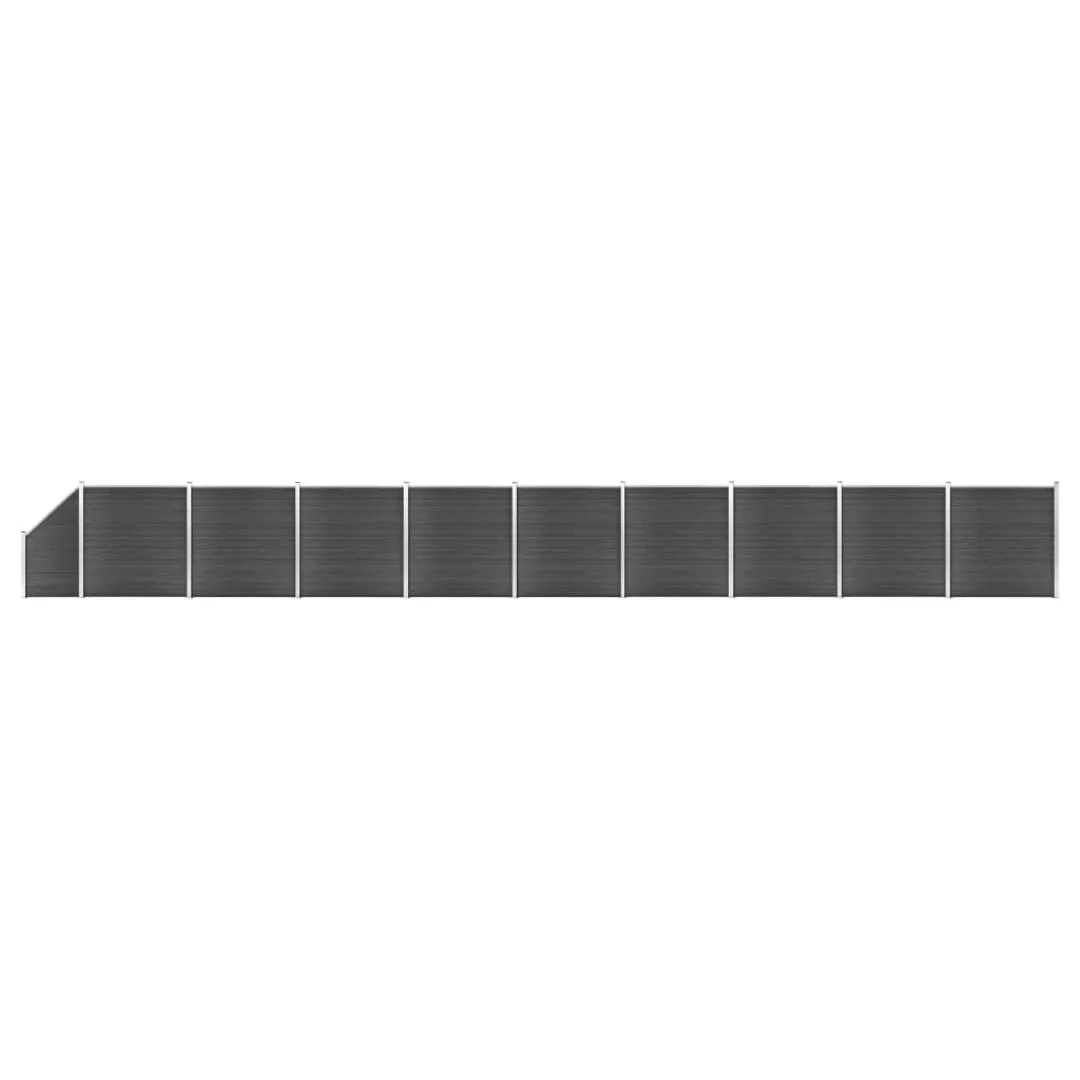 Zaunelement Set Wpc  1657x(105-186) Cm Schwarz günstig online kaufen