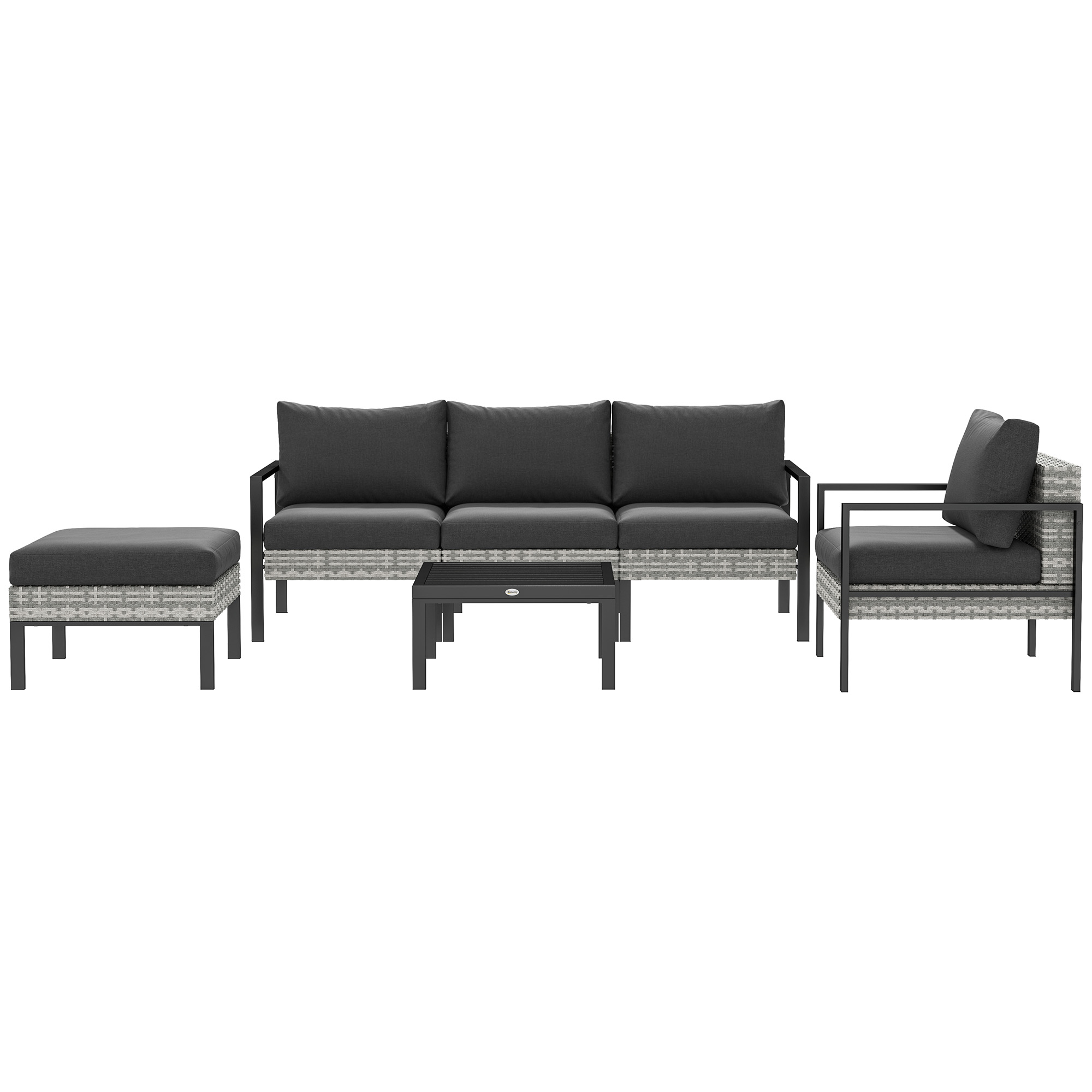 Outsunny Gartenlounge-Set für 5 Personen, Balkon-Lounge aus Kunststoff-Ratt günstig online kaufen