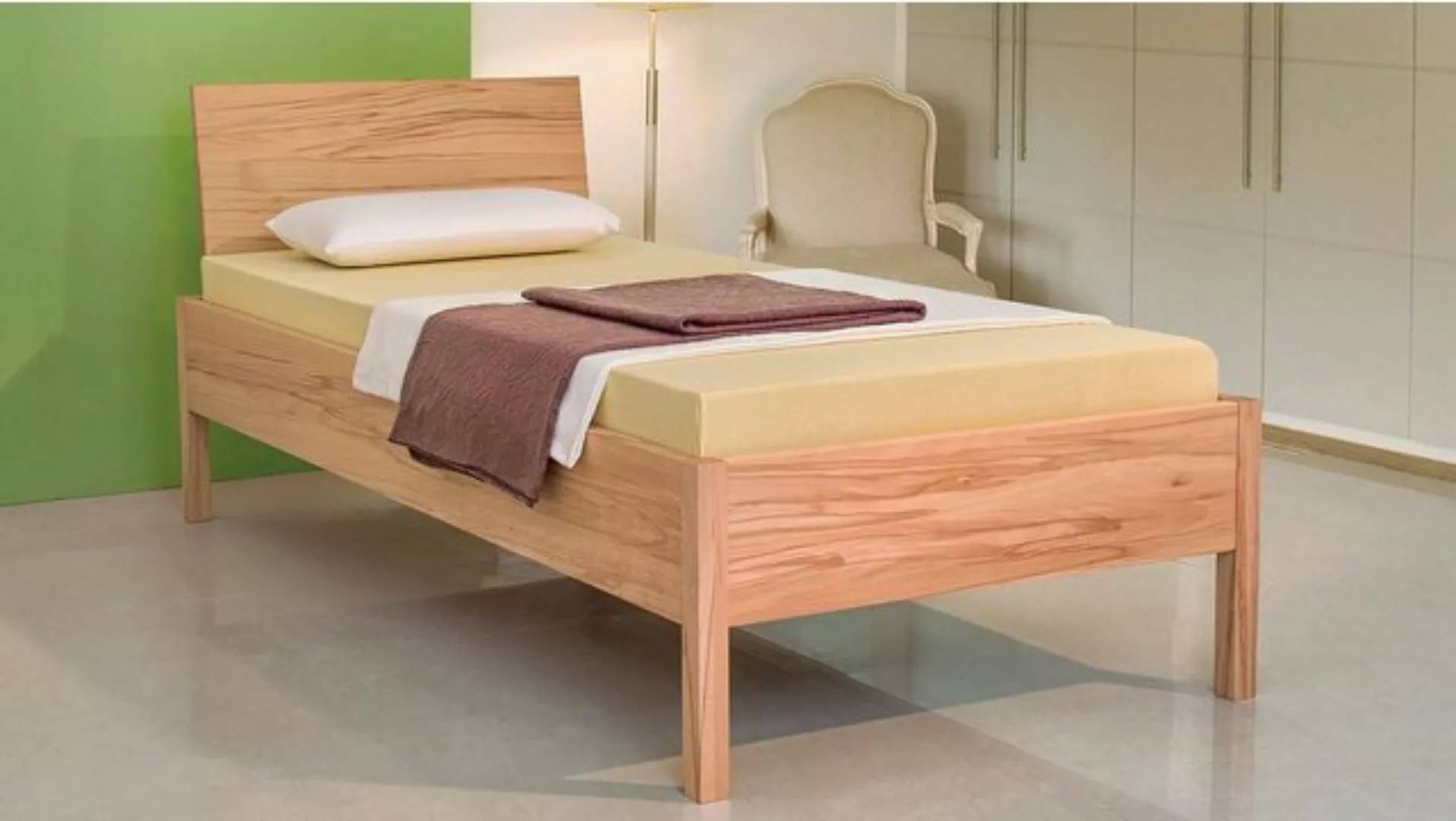 Natur24 Einzelbett Doppelbett Anna 160x200 Metallfrei Buche mit Kopfteil günstig online kaufen