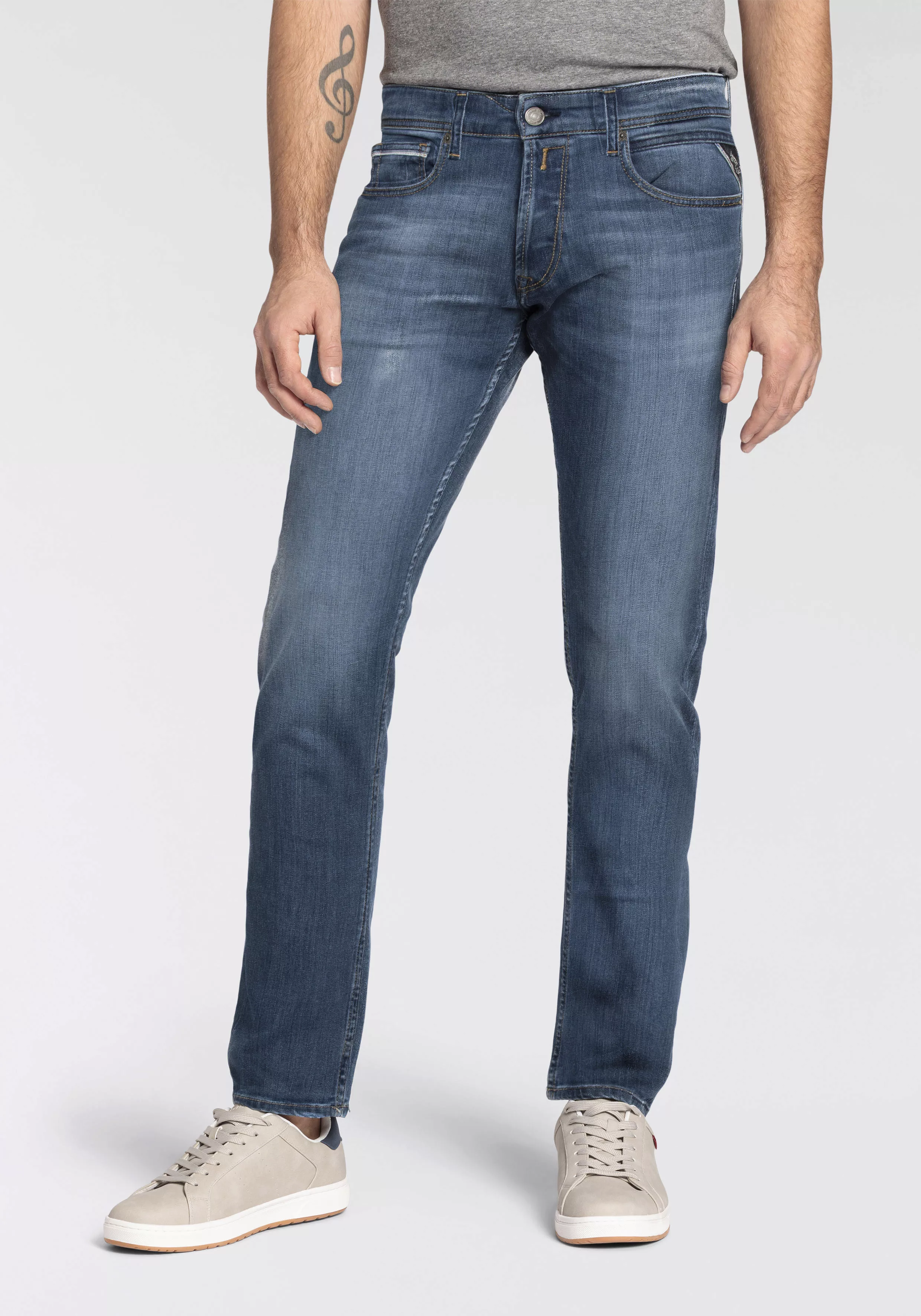 Replay Herren Jeans GROVER Straight Fit - Slim Leg - Blau - Medium Blue Den günstig online kaufen