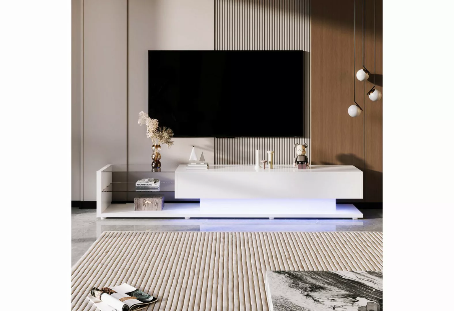autolock TV-Schrank Lowboard Hochglanz-TV-Schranktisch TV-Tisch mit LED-Bel günstig online kaufen