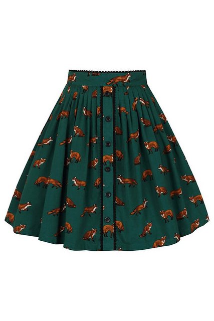 Hell Bunny A-Linien-Rock Vixey Skirt Grün Retro Vintage Swing günstig online kaufen