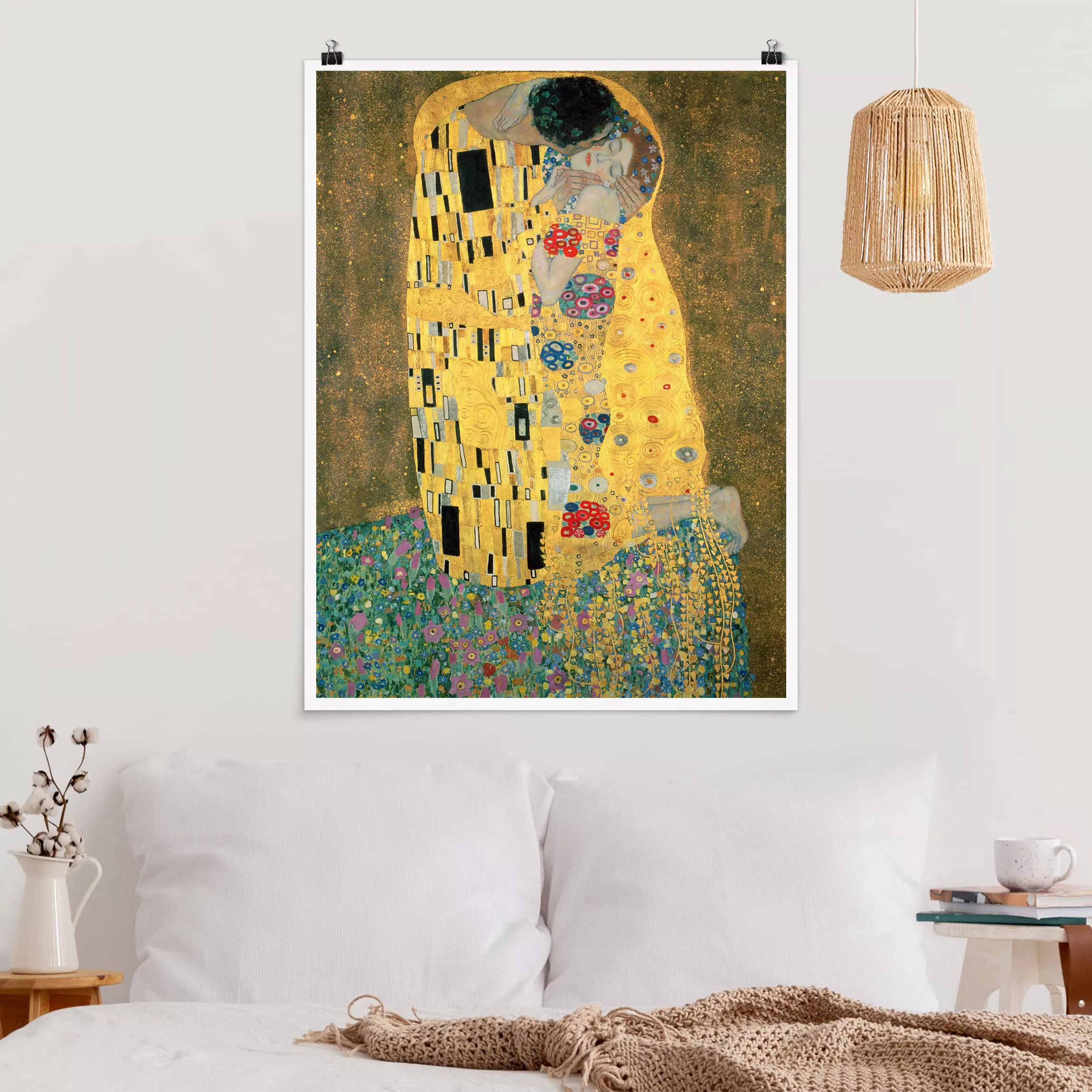 Poster Kunstdruck - Hochformat Gustav Klimt - Der Kuß günstig online kaufen