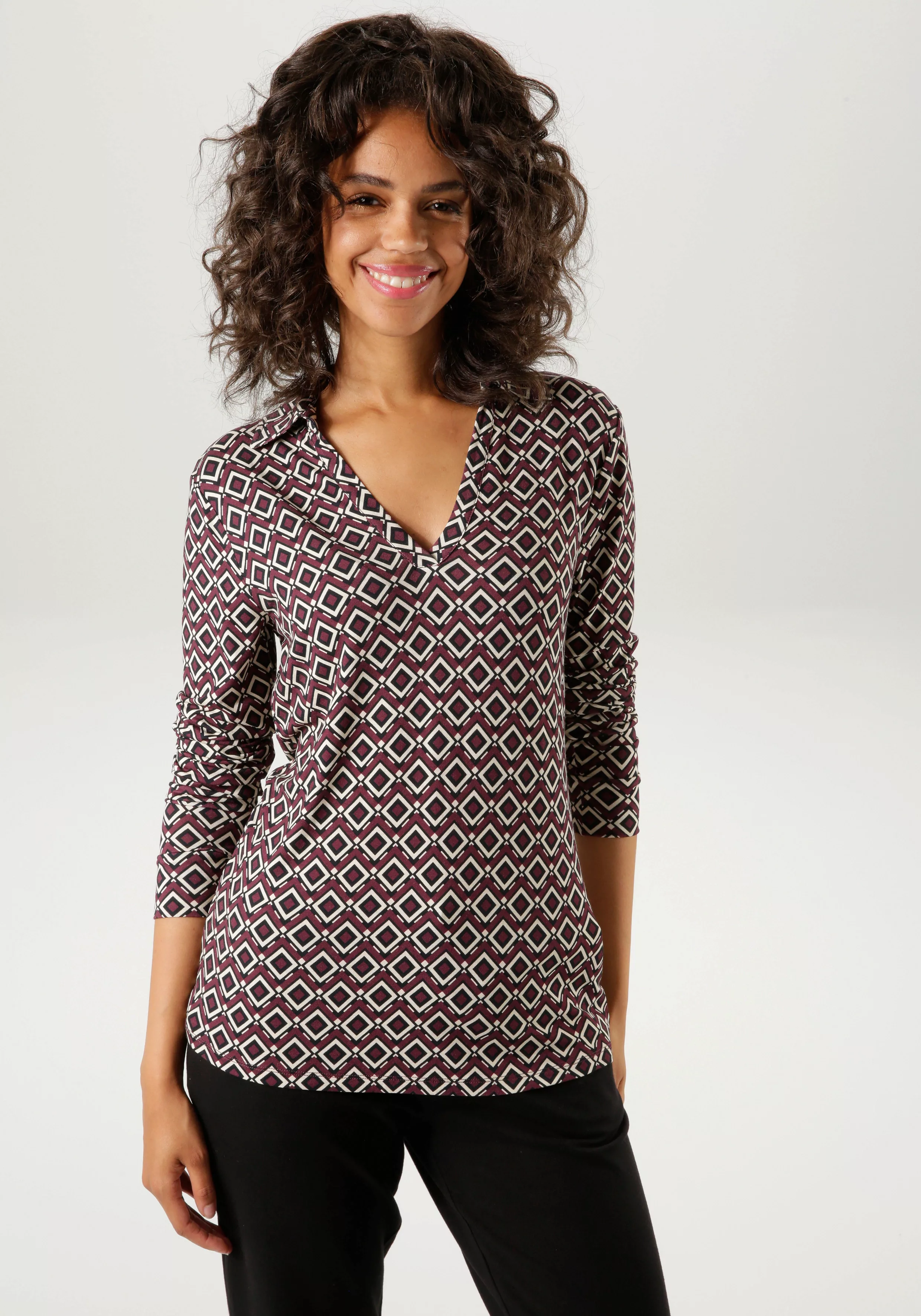 Aniston CASUAL Shirtbluse, mit trendfarbenem Retro-Muster - NEUE KOLLEKTION günstig online kaufen