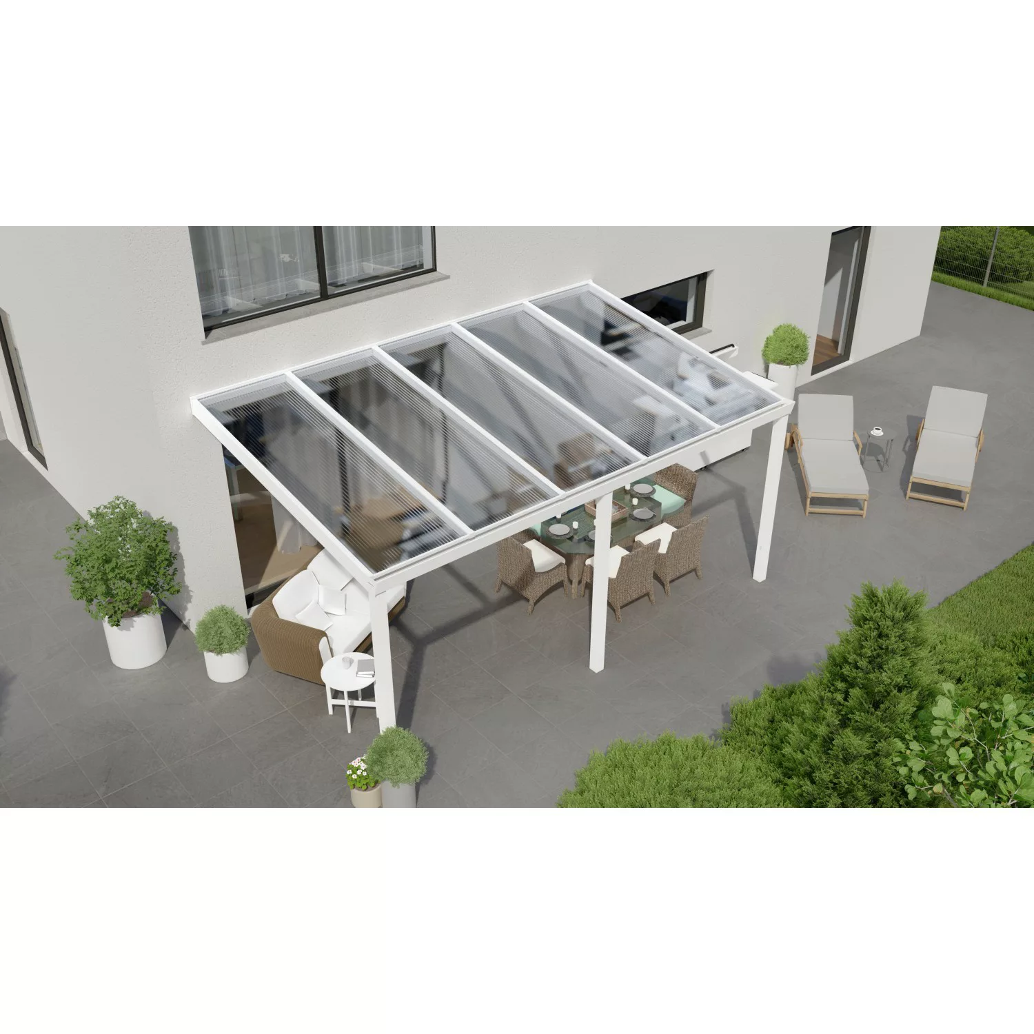 Terrassenüberdachung Professional 500 cm x 300 cm Weiß PC Klar günstig online kaufen