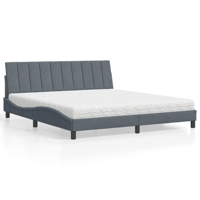 vidaXL Bett Bett mit Matratze Dunkelgrau 180x200 cm Samt günstig online kaufen