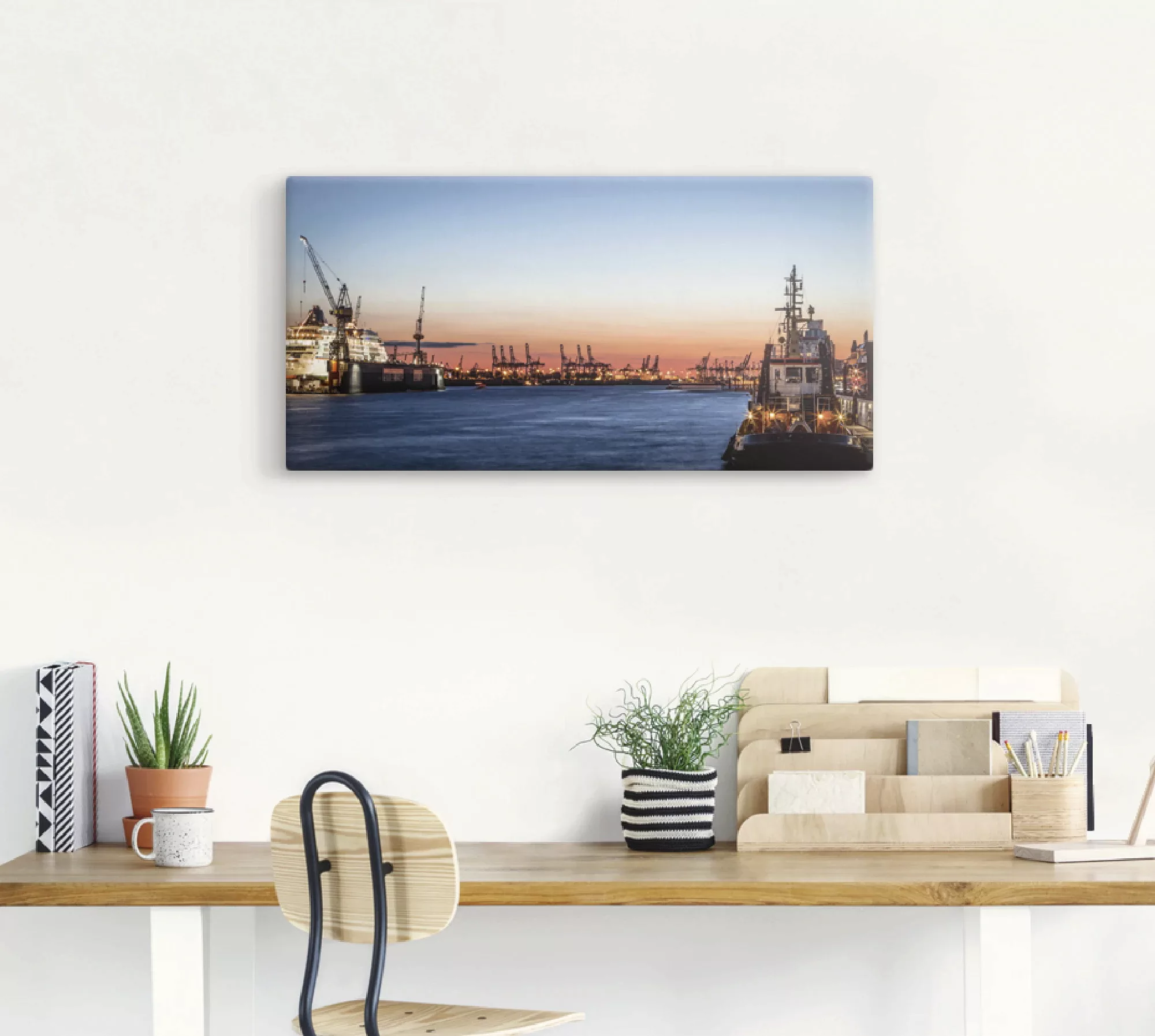 Artland Leinwandbild »Hamburger Hafen«, Deutschland, (1 St.), auf Keilrahme günstig online kaufen