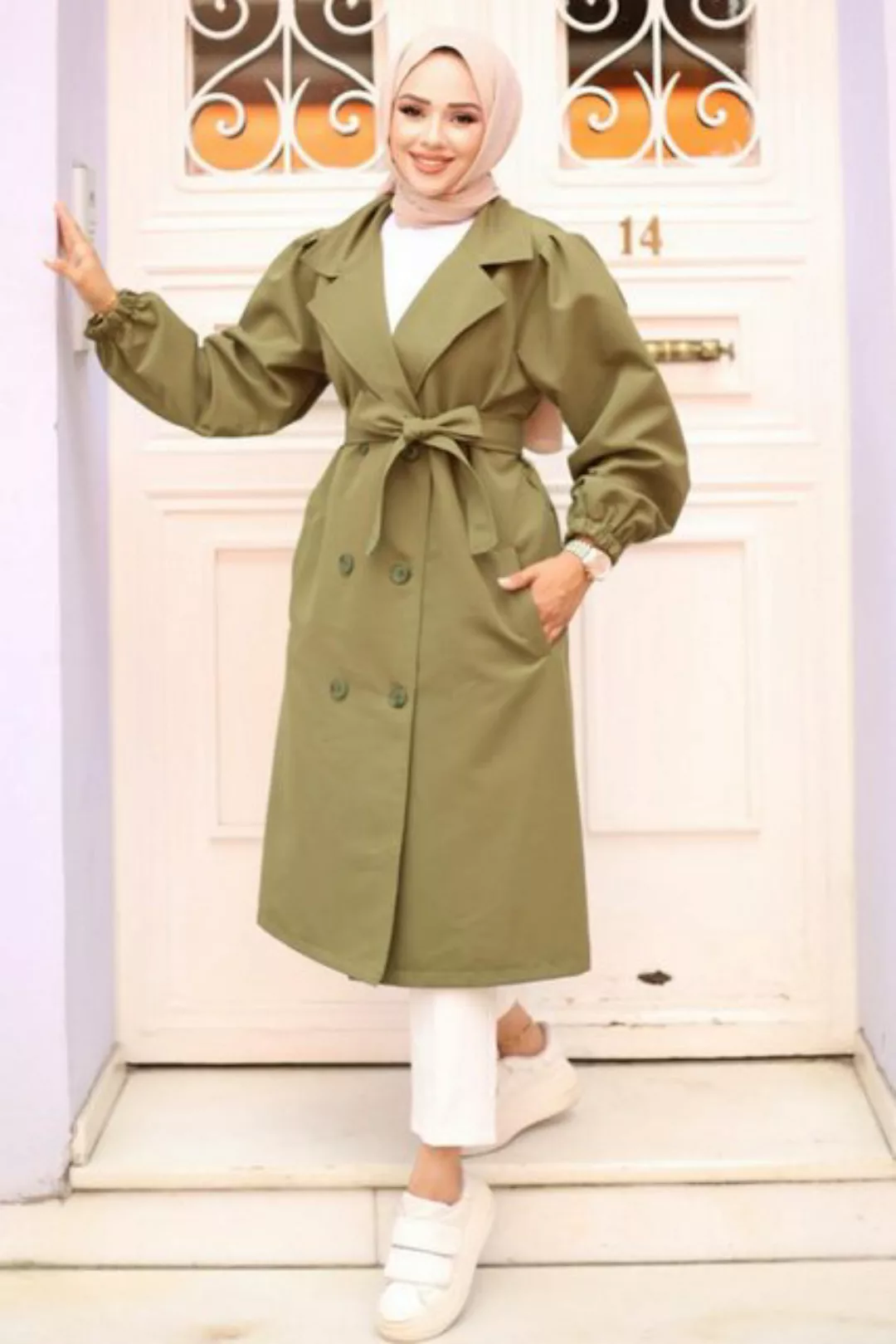 MİSSKAYLE Trenchcoat Gefalteter Schulter Trenchcoat günstig online kaufen