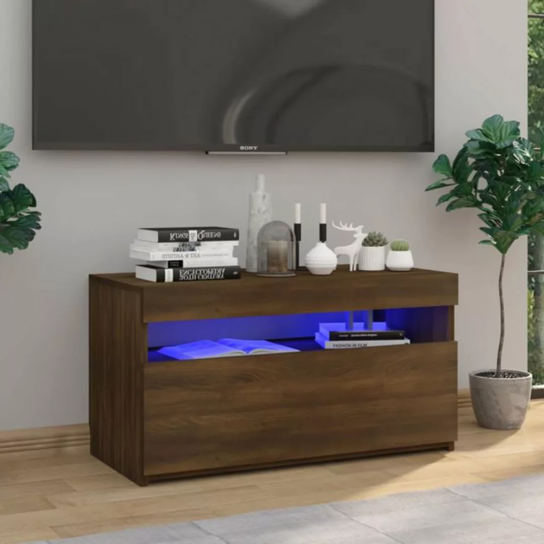 vidaXL TV-Schrank TV-Schrank mit LED-Leuchten Räuchereiche 75x35x40 cm Lowb günstig online kaufen