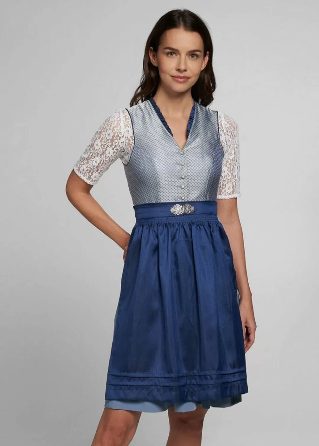 Spieth & Wensky Dirndl Midi Dirndl 2tlg. - ANNABEL - silber/hellblau/marine günstig online kaufen