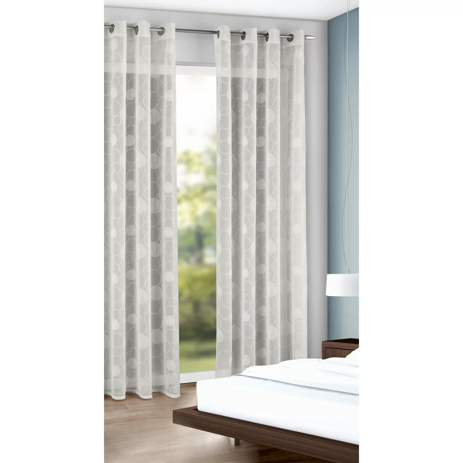 Ösenschal Kreise Offwhite 245 cm x 135 cm günstig online kaufen