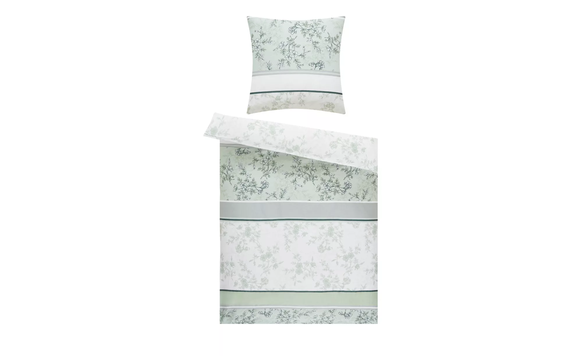 LAVIDA Satin Bettwäsche  Floral - grün - 100% Baumwolle - 135 cm - Bettware günstig online kaufen