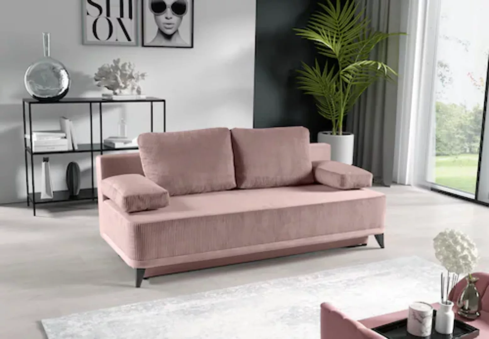 WERK2 Schlafsofa "Rosso", 2-Sitzer Sofa und Schlafcouch mit Federkern & Bet günstig online kaufen