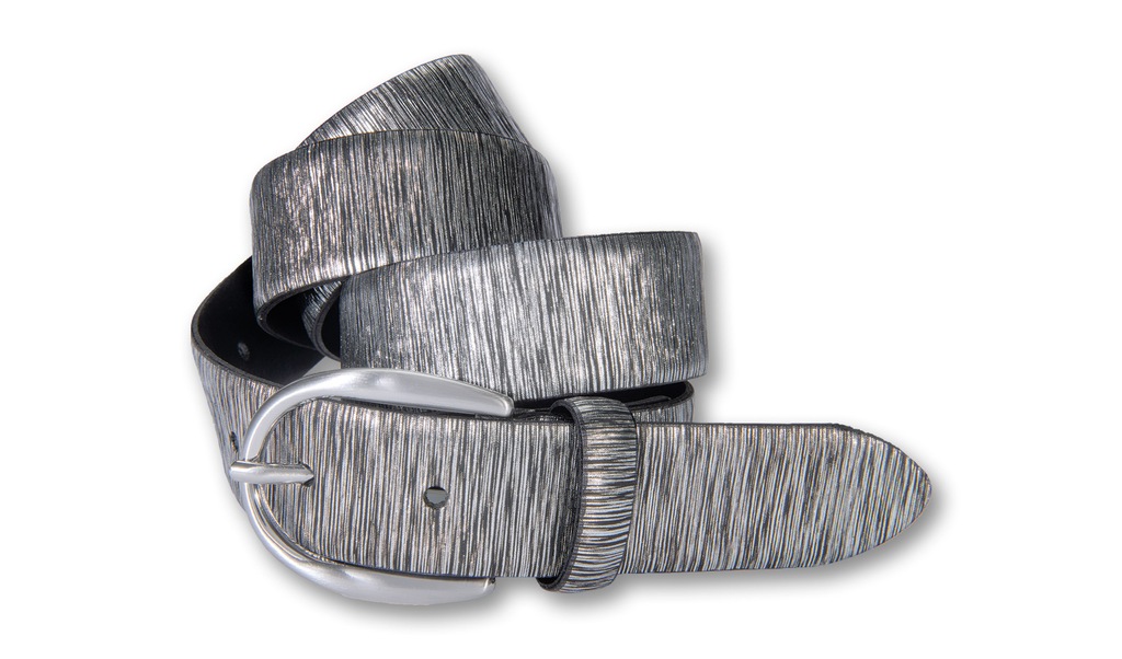Silbergift Ledergürtel Mit Metallic-Effekt, Schließe silberfarben günstig online kaufen
