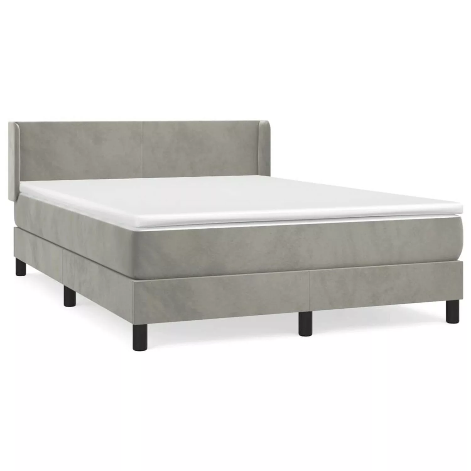 vidaXL Boxspringbett mit Matratze Hellgrau 140x200 cm Samt1376510 günstig online kaufen