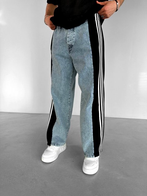 Abluka Bequeme Jeans WIDE LEG SIDE STRIPE JEANS BLUE günstig online kaufen