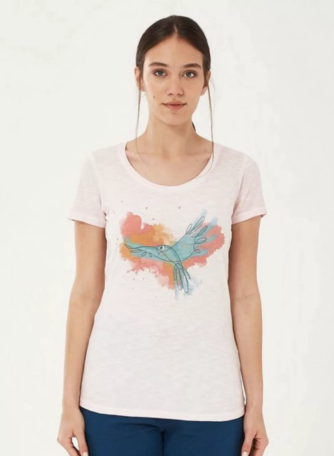 Garment Dyed T-shirt Aus Bio-baumwolle Mit Vogel-print günstig online kaufen