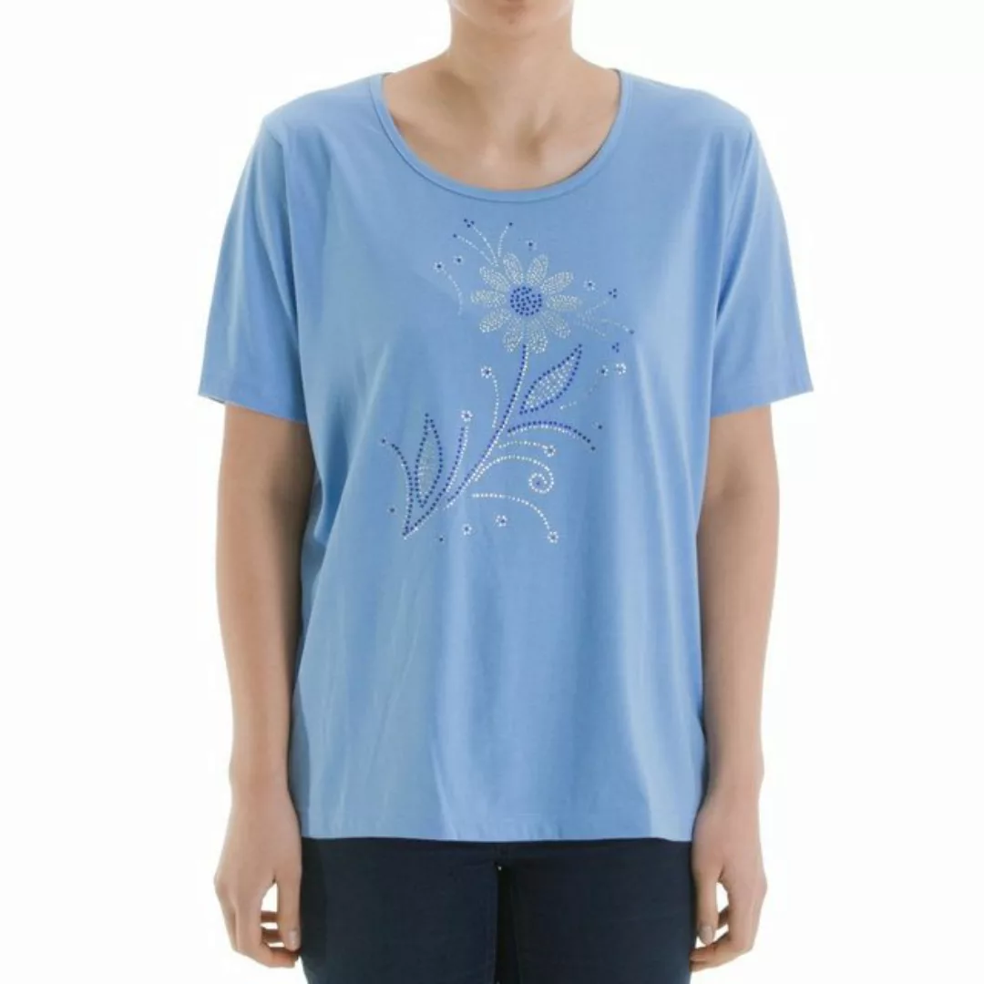 zeitlos T-Shirt zeitlos T-Shirt Kurzarm Bunte Stein Applikation Blumenmotiv günstig online kaufen