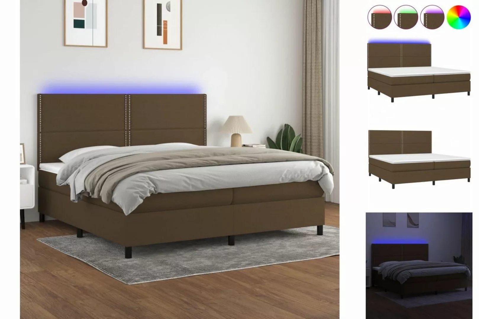 vidaXL Boxspringbett Bett Boxspringbett mit Matratze & LED Stoff (200 x 200 günstig online kaufen