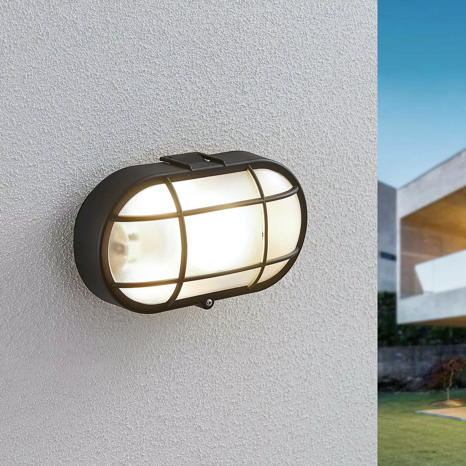 Außenwandlampe Alisha, oval, schwarz günstig online kaufen