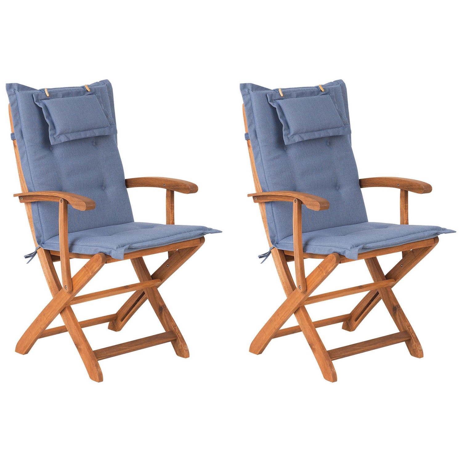 Beliani Gartenstuhl Heller Holzfarbton Blau 48x42x93 günstig online kaufen