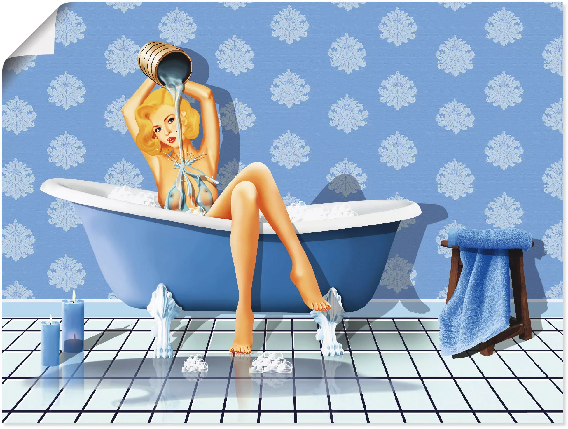 Artland Wandbild "Das sexy blaue Badezimmer", Frau, (1 St.) günstig online kaufen