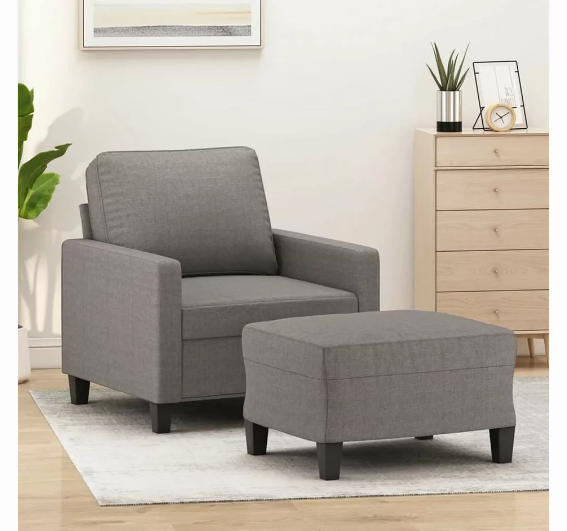 vidaXL Sofa Sessel mit Hocker 60 cm Stoff, Taupe günstig online kaufen