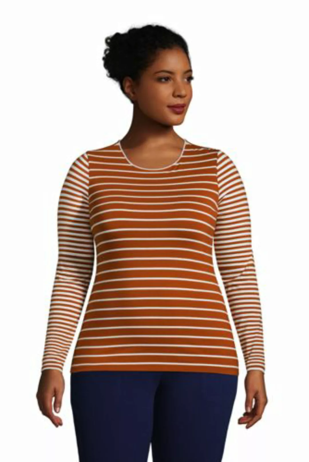 Shirt aus Baumwoll/Modalmix Gestreift in großen Größen, Damen, Größe: 52-54 günstig online kaufen