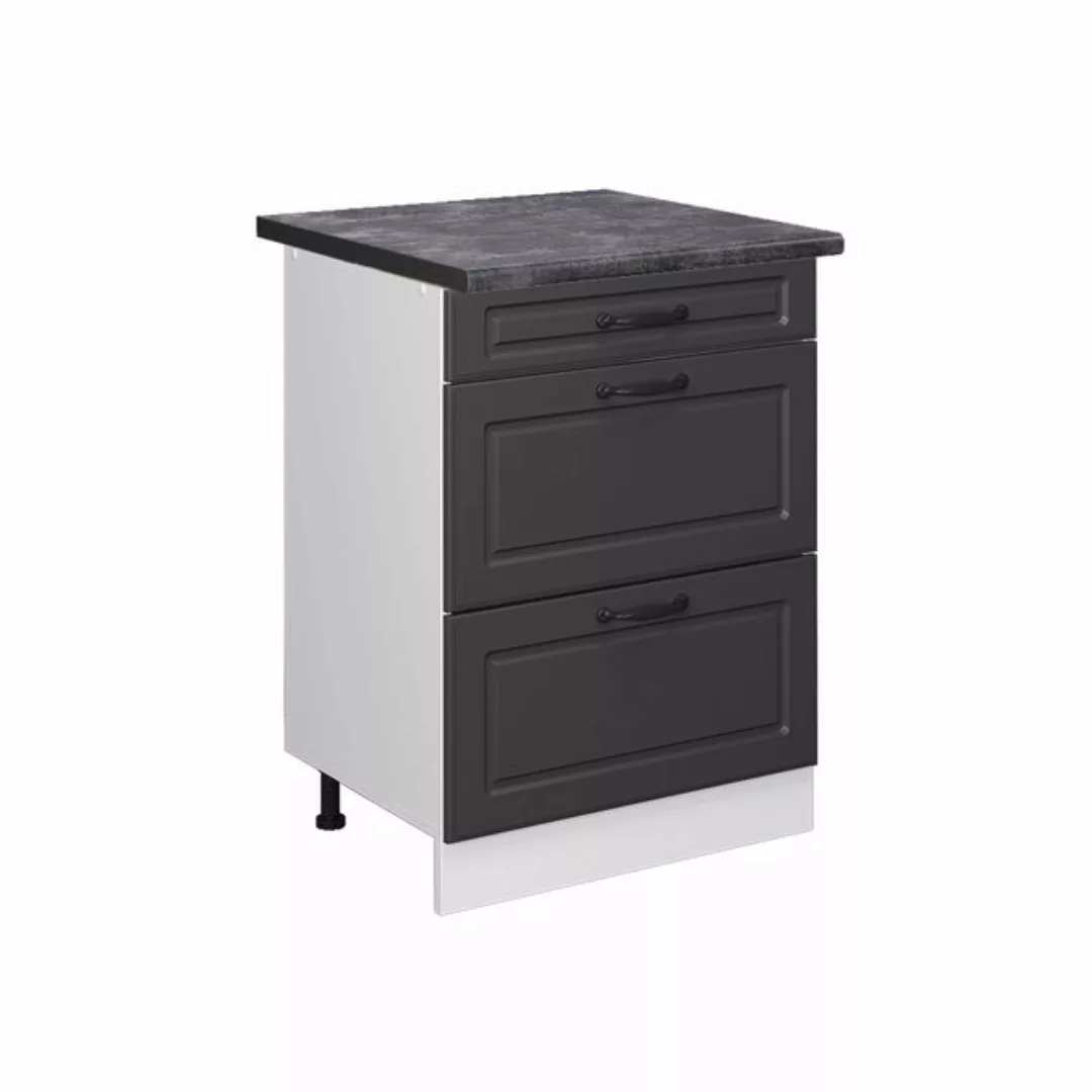 Vicco Unterschrank R-Line, Anthrazit Landhaus/Weiß, 60 cm mit Schubladen, A günstig online kaufen