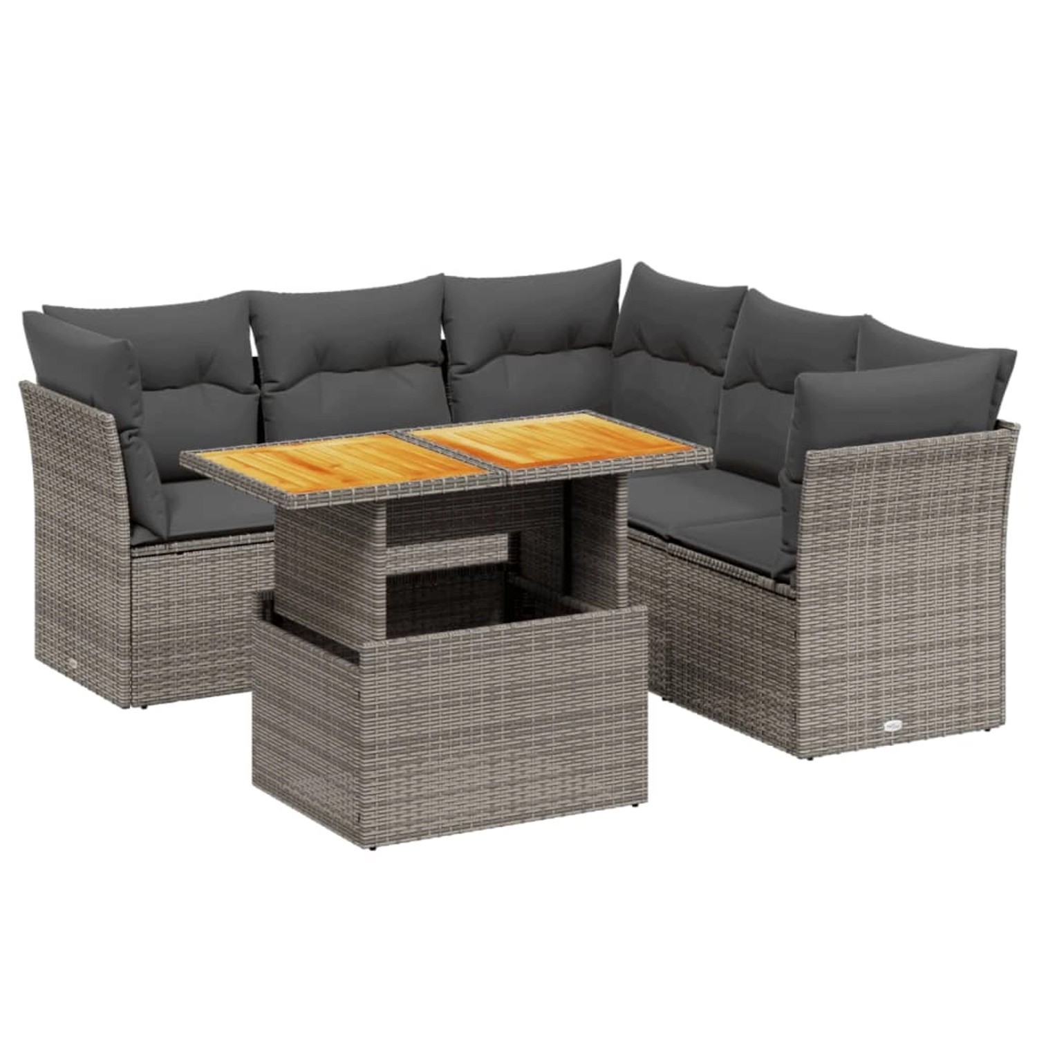 vidaXL 5-Tlg Garten-Sofagarnitur mit Kissen Grau Poly Rattan 3270829 günstig online kaufen