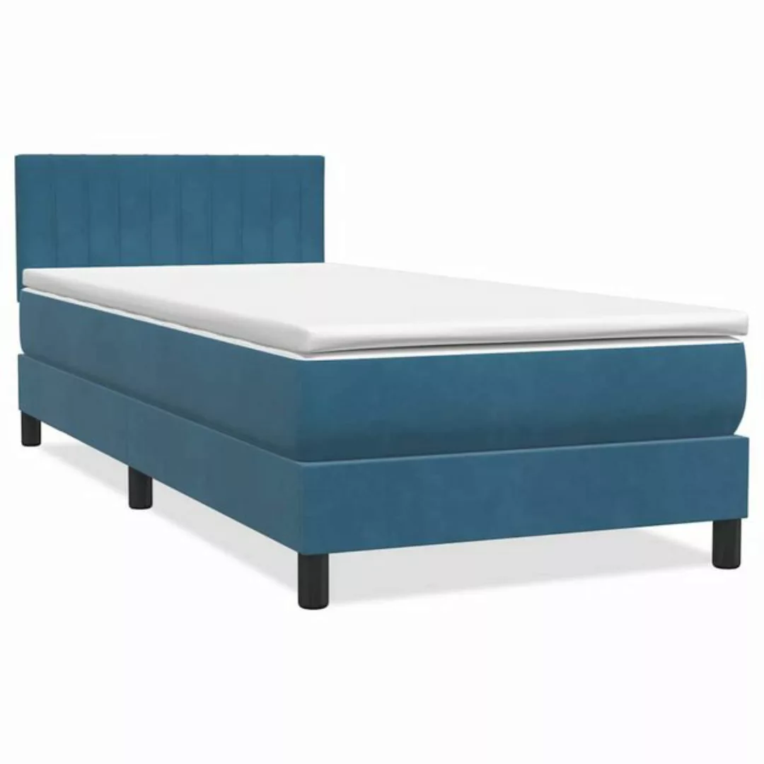 vidaXL Bett Boxspringbett mit Matratze Dunkelblau 80x210 cm Samt günstig online kaufen