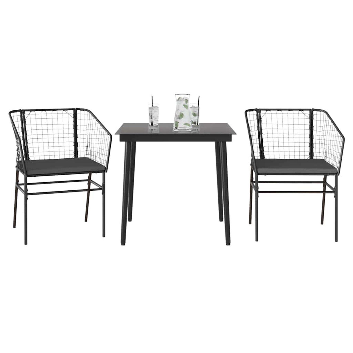 vidaXL 3-Tlg Garten-Essgruppe mit Kissen Schwarz Poly Rattan Glas 3334499 günstig online kaufen