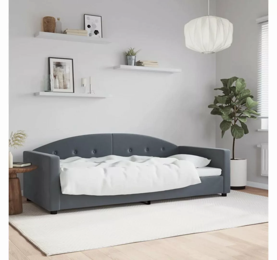 vidaXL Bett, Tagesbett Dunkelgrau 90x200 cm Samt günstig online kaufen