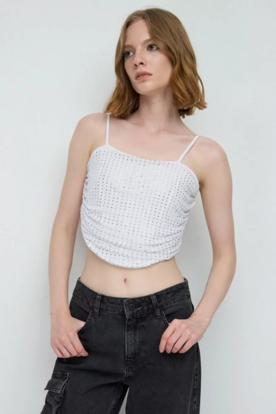 No Matter What Crop-Top Steinverziertes Crop-Top günstig online kaufen