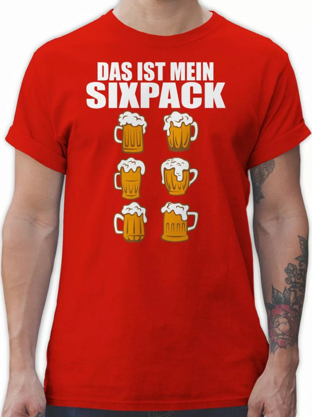 Shirtracer T-Shirt Das ist mein Sixpack - Bier - weiß Mode für Oktoberfest günstig online kaufen