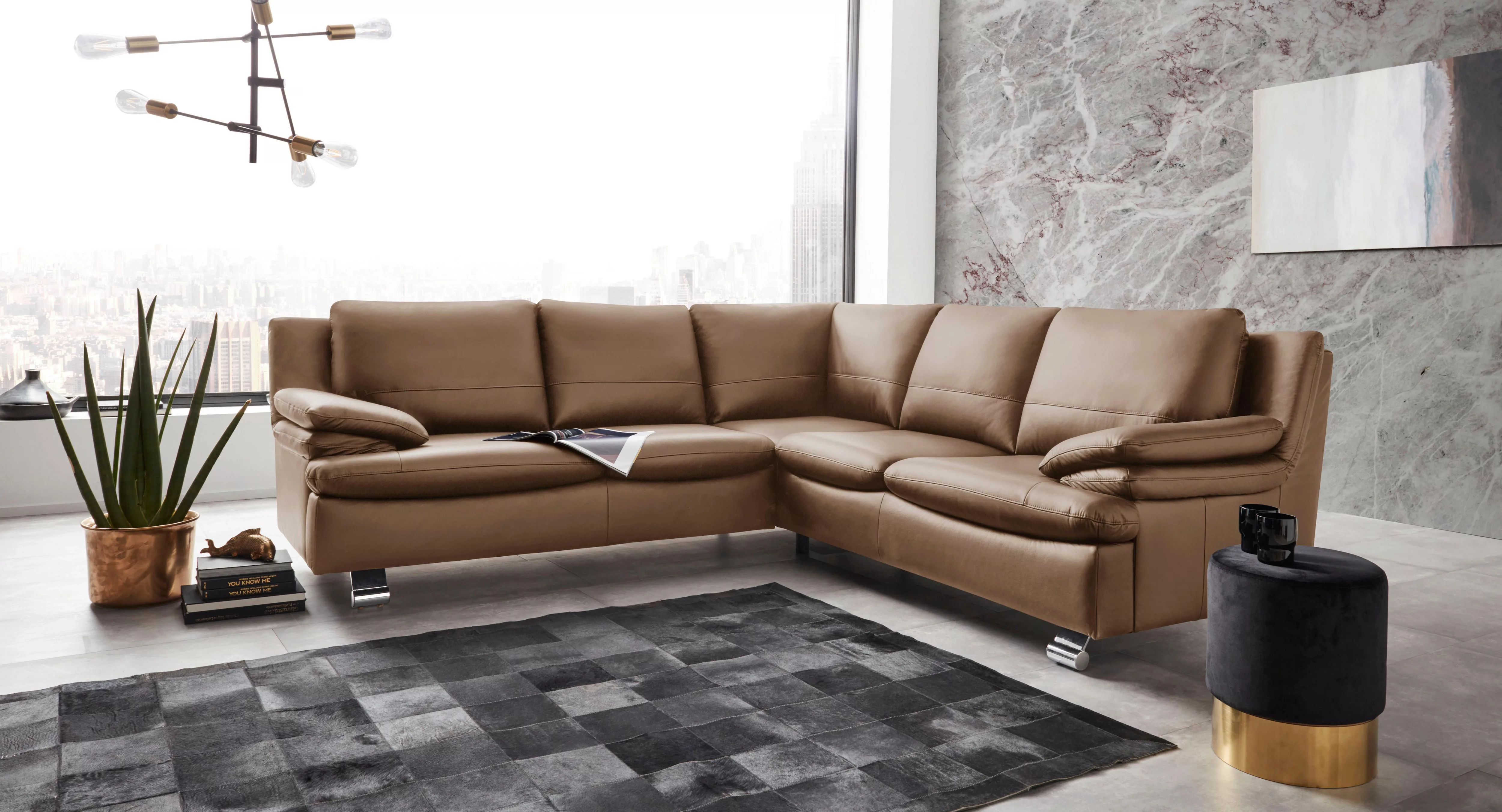 PLACES OF STYLE Ecksofa "Drover L-Form", gleichschenklig, in Echtleder günstig online kaufen