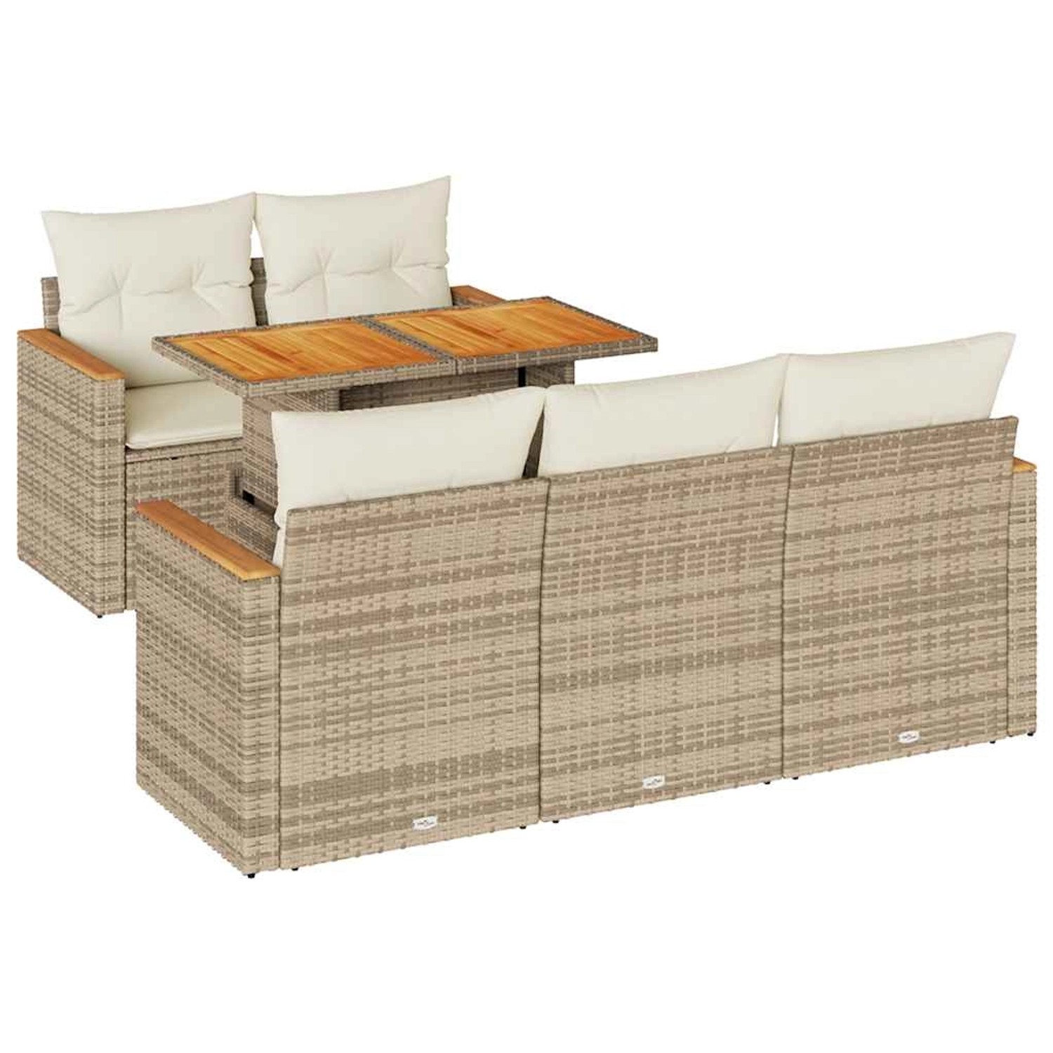 vidaXL 6-Tlg Garten-Sofagarnitur mit Kissen Beige Poly Rattan Akazie 332743 günstig online kaufen