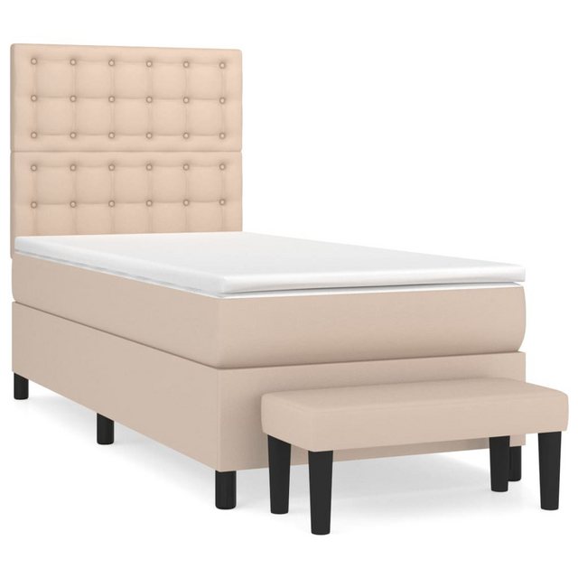 vidaXL Boxspringbett Boxspringbett mit Matratze und Fusshocker Kunstleder ( günstig online kaufen