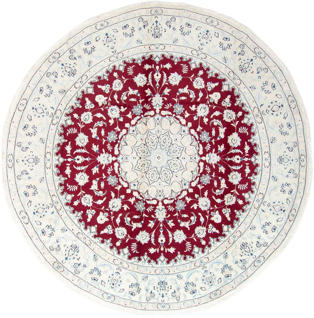 morgenland Wollteppich »Nain Medaillon Rosso scuro 246 x 246 cm«, rund, Uni günstig online kaufen