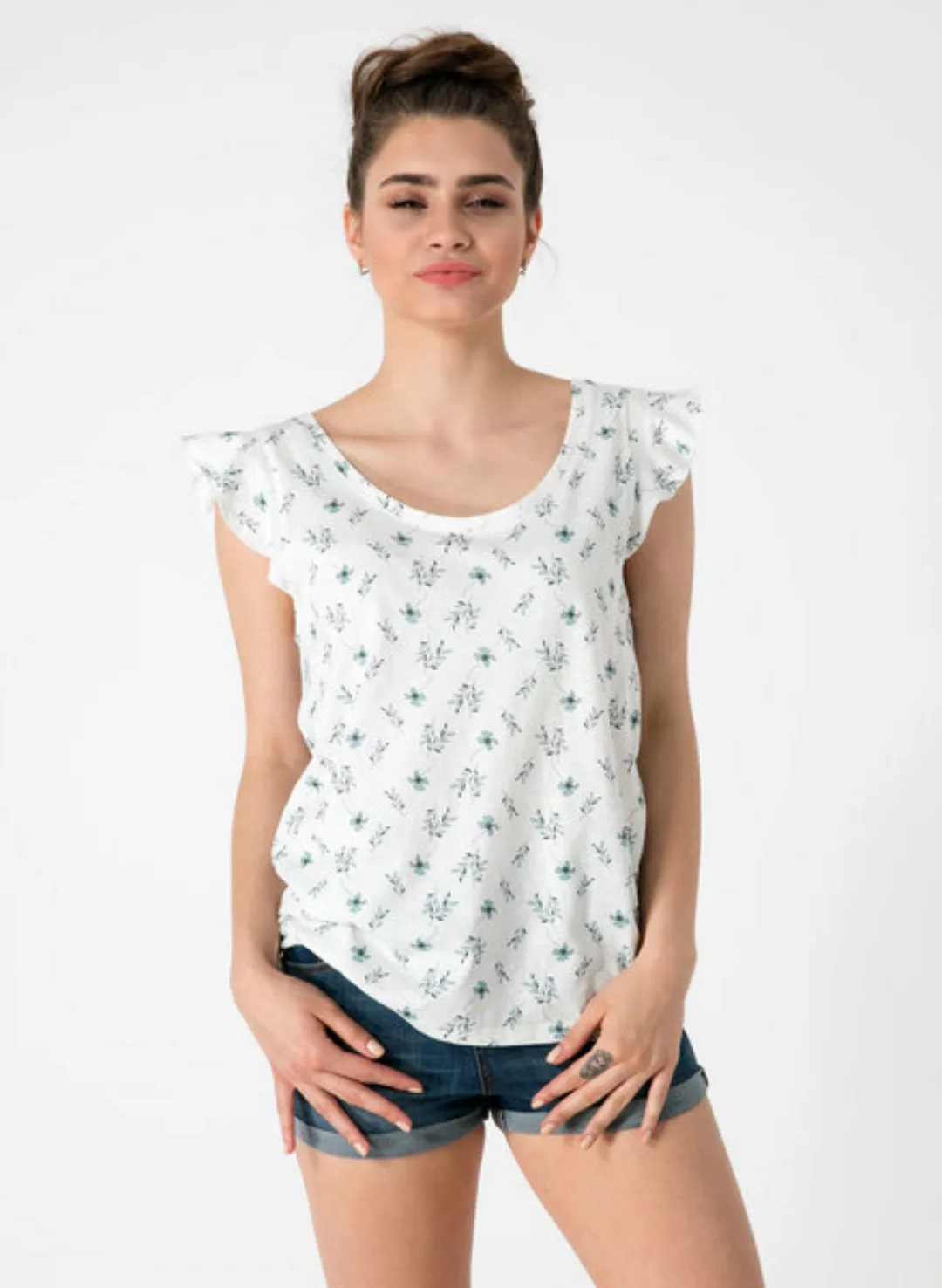 T-shirt Aus Bio Baumwolle Mit Allover Blumenprint günstig online kaufen