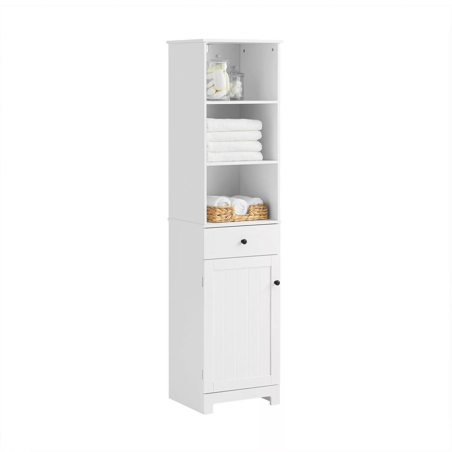 SoBuy Hochschrank BZR17 Badschrank Badregal mit 3 offenen Fächern, 1 Schubl günstig online kaufen